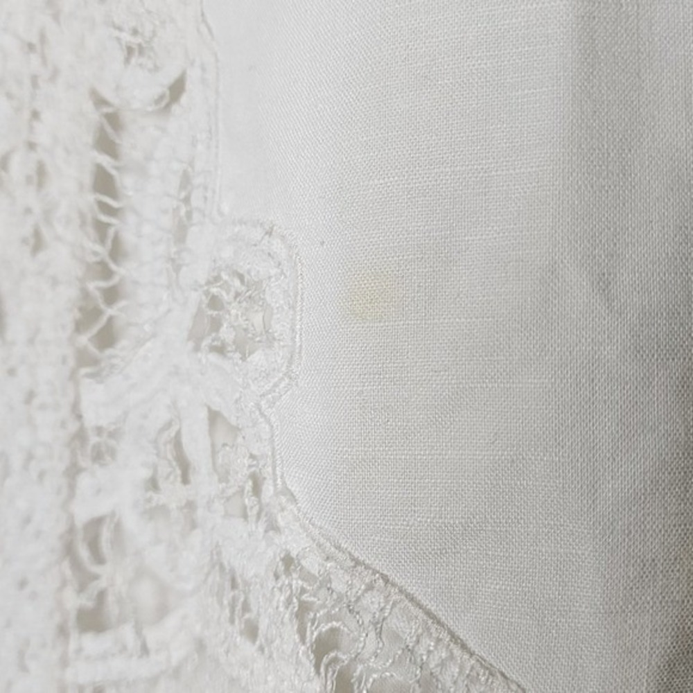 Moulinette Soeurs Linen Cotton Dress Sleeveless White Lace Summer Prep Beach 14 - Picture 10 of 12